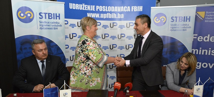 UPFBiH i Sindikat trgovine potpisali Kolektivni ugovor o pravima i obavezama poslodavaca i radnika za djelatnost trgovine u FBiH